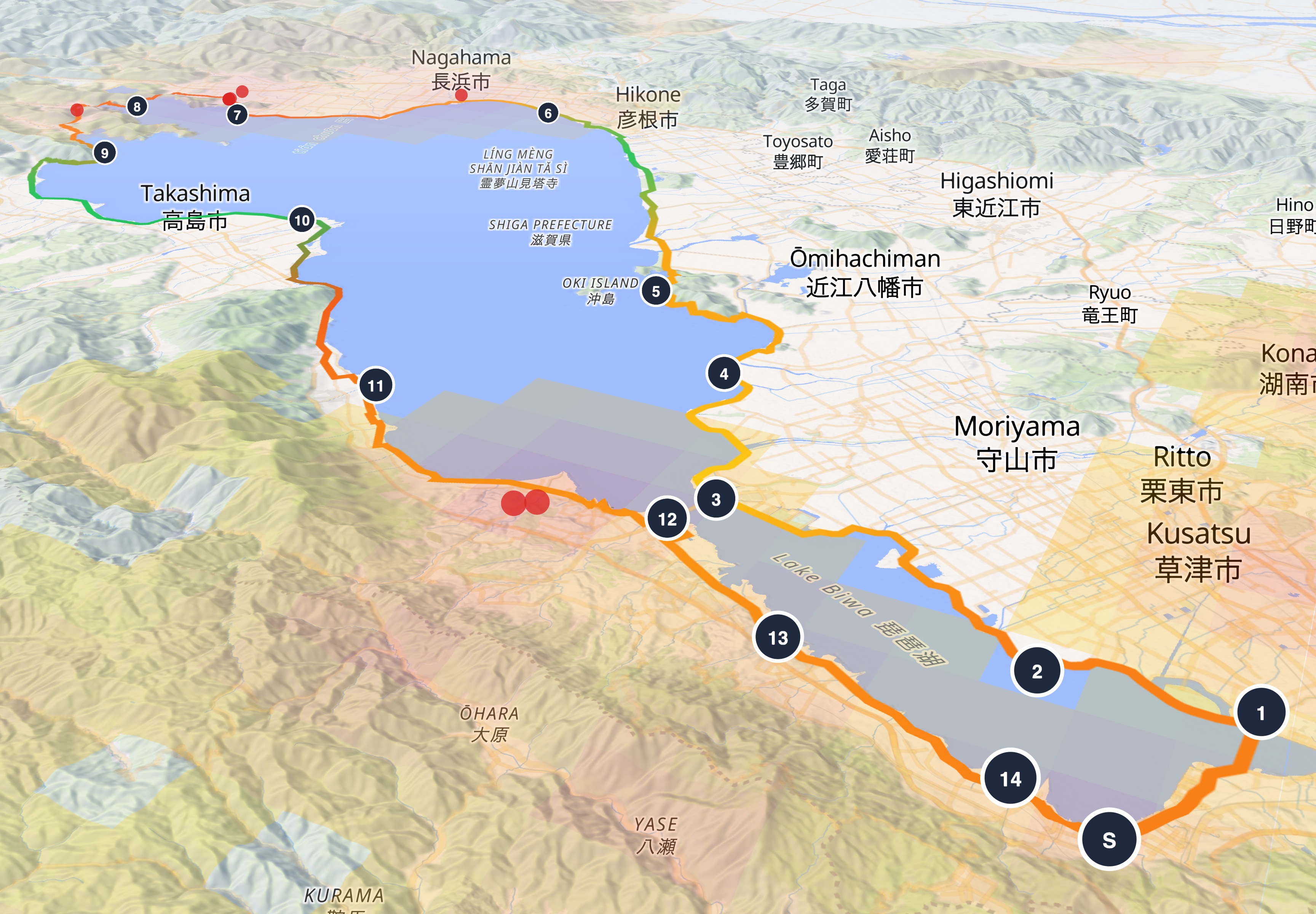 Bear risk analysis map showing route with safety levels